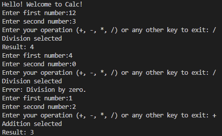 Console Calculator